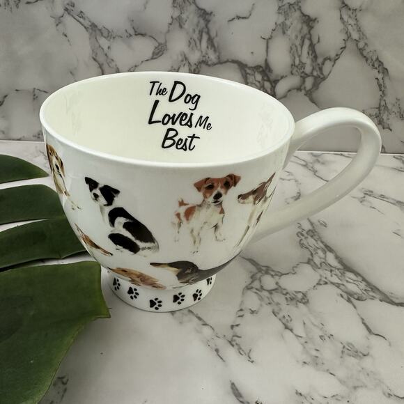 Portobello by Design The Dog Loves Me Better Coffee Mug Cup Puppy Gift Pedestal - Picture 1 of 7